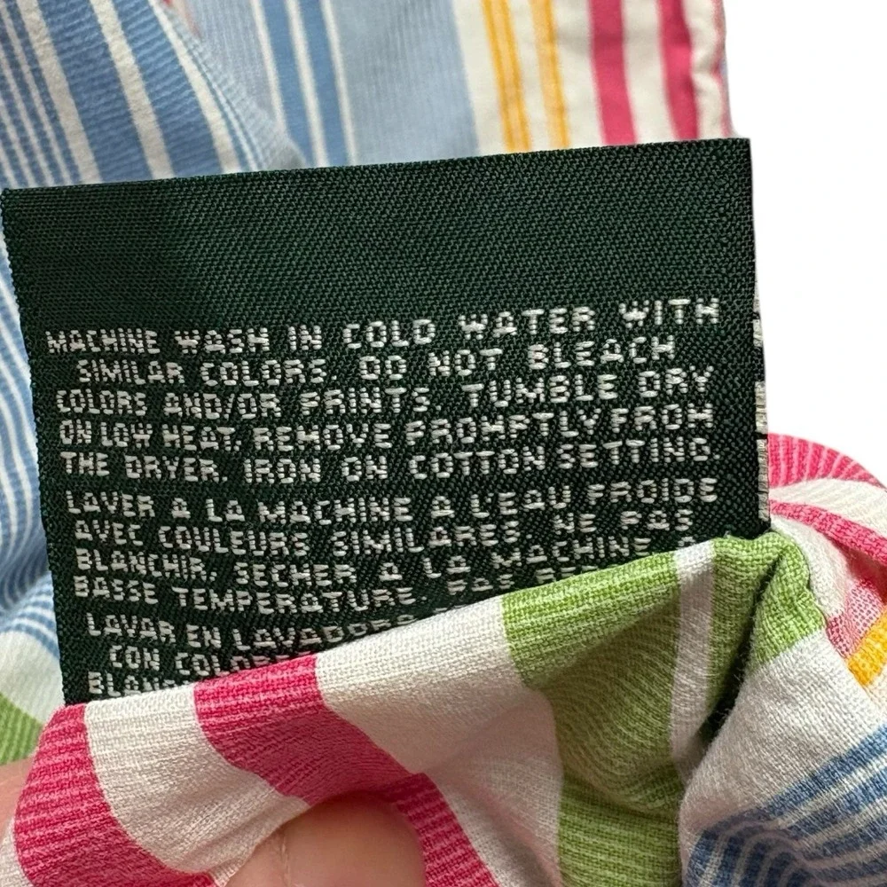 RALPH LAUREN STUDIO AWNING STRIPE EURO PILLOW SHAM 26in X 26in‎ Blue Pink Green